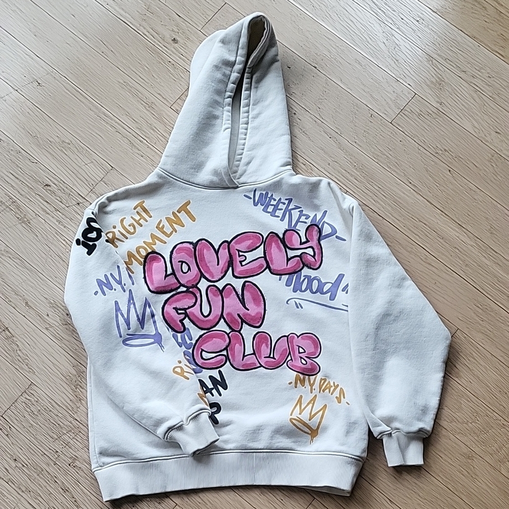 Zara Kids Hoodie - White with Pink and Gold Accents